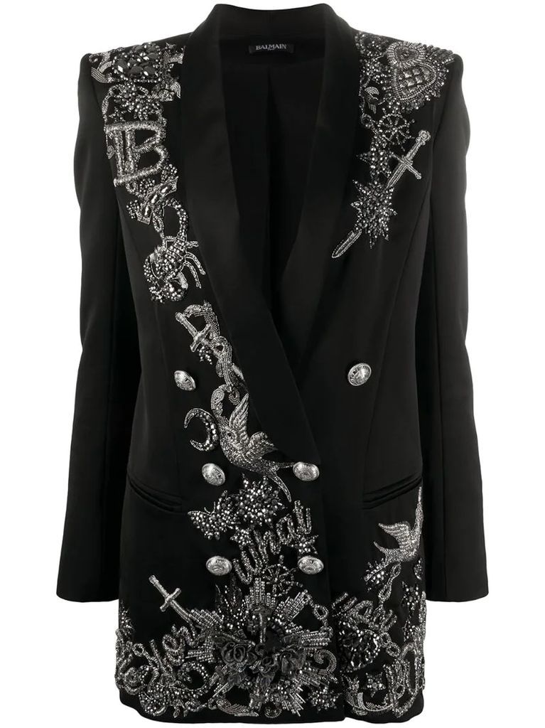 sequin embroidery blazer dress