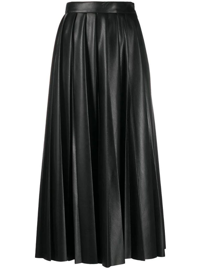 faux-leather pleated skirt