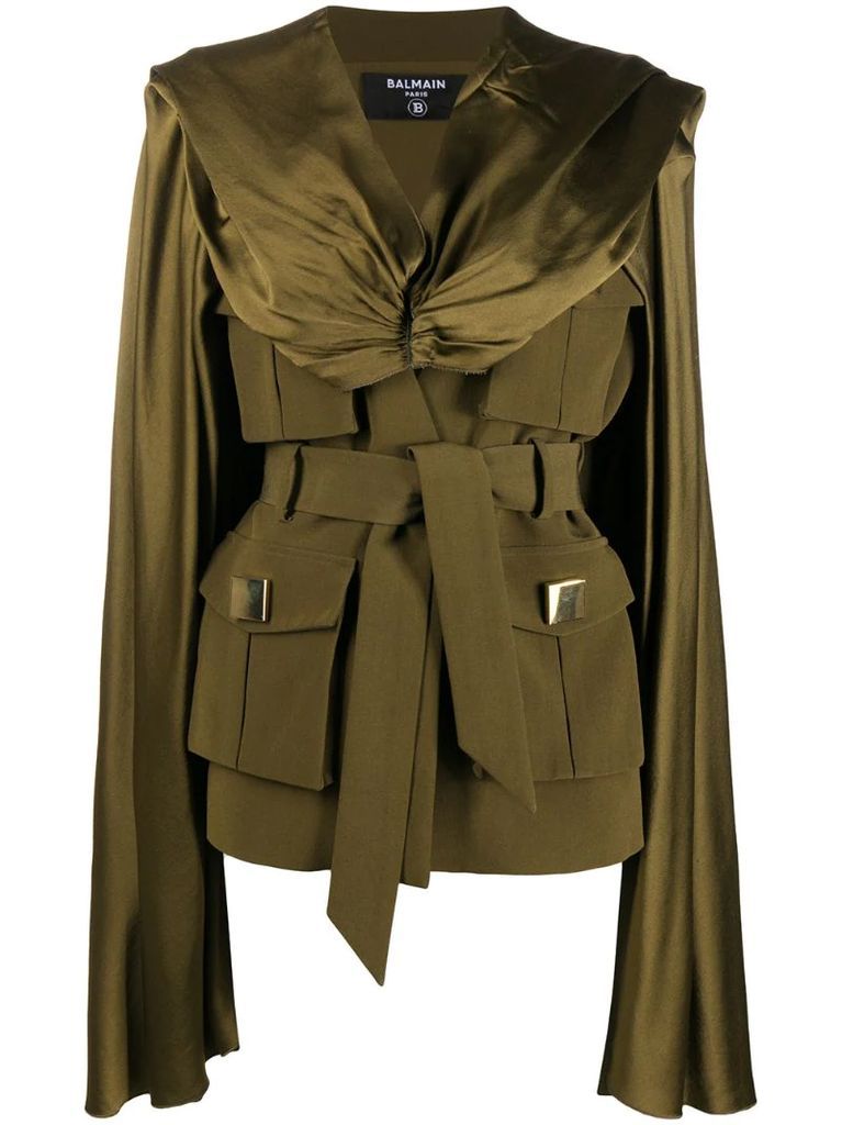 twisted belted cape jacket