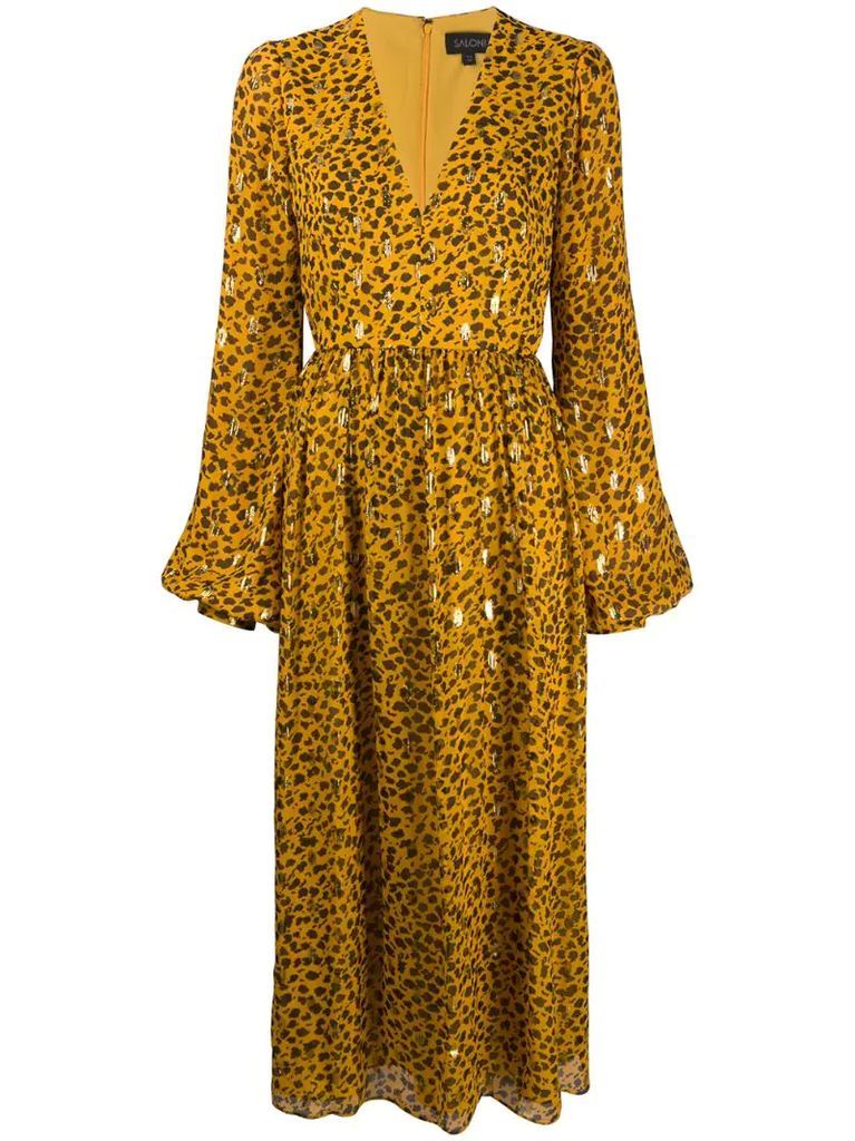 leopard print flared dress