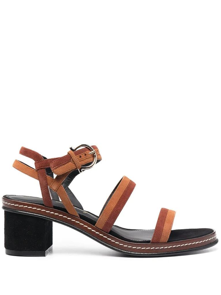 two-tone leather sandals