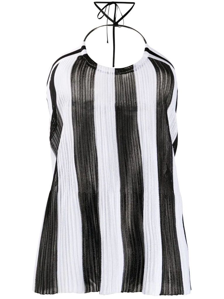 knitted striped halter neck top