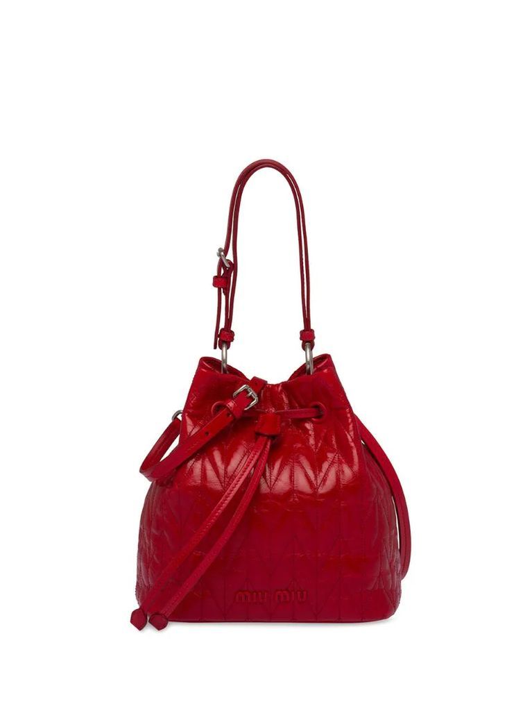 shiny quilted bucket bag