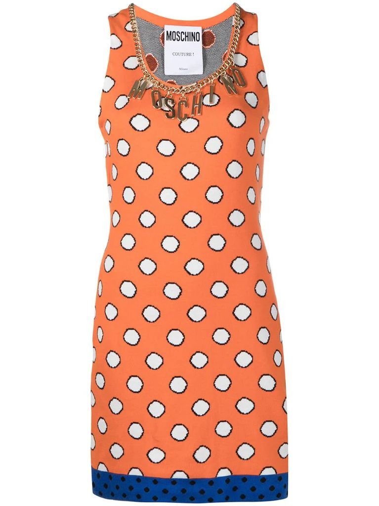logo-embellished polka-dot mini dress