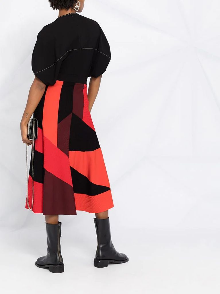 panelled mid-length skirt