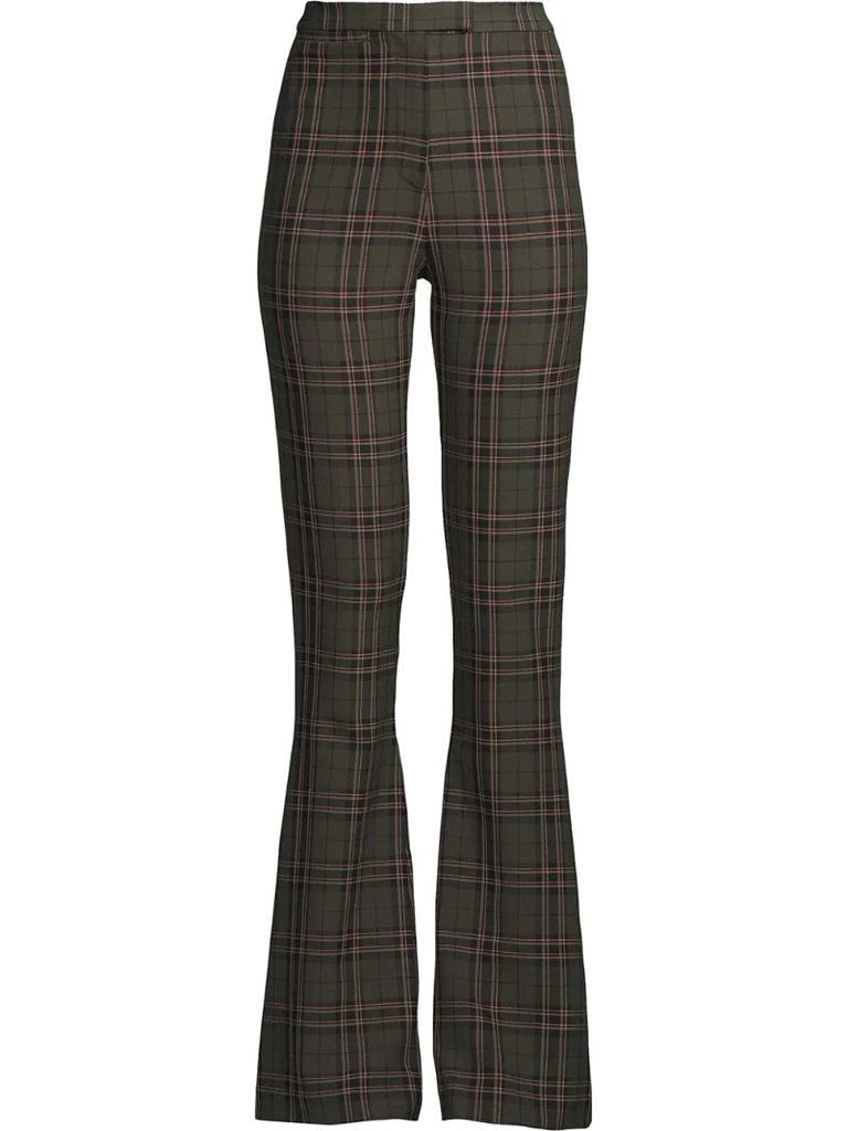 plaid bell-bottom trousers