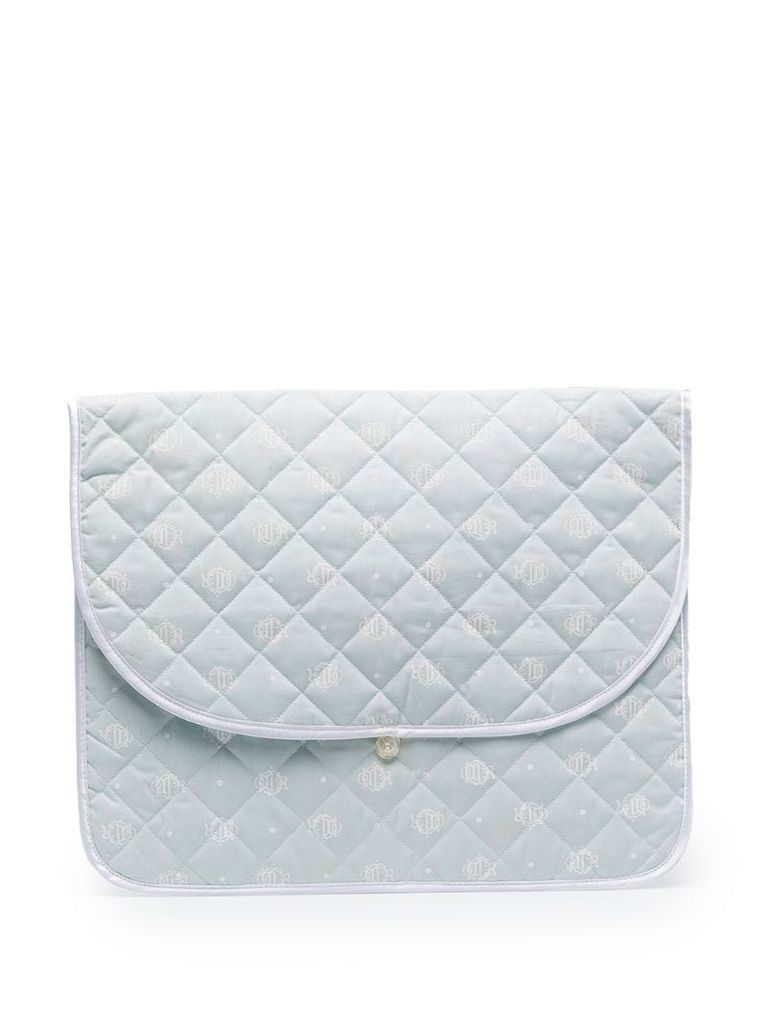 pre-owned diamond quilted beach clutch