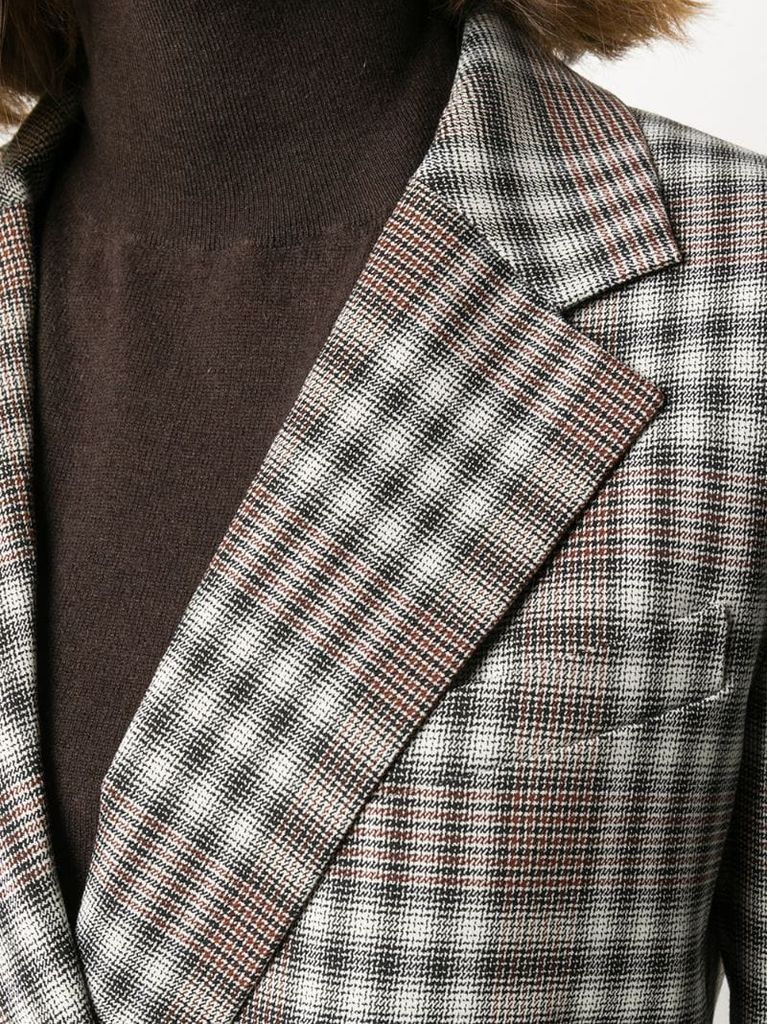 checkered double-breasted blazer
