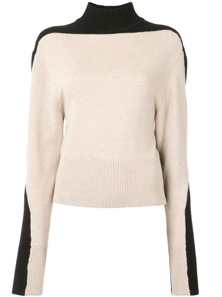 two-tone high neck jumper