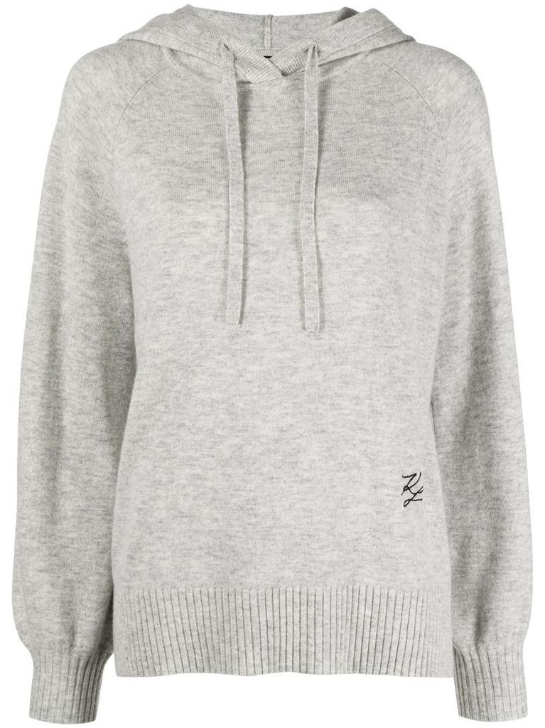 embroidered logo knitted hoodie