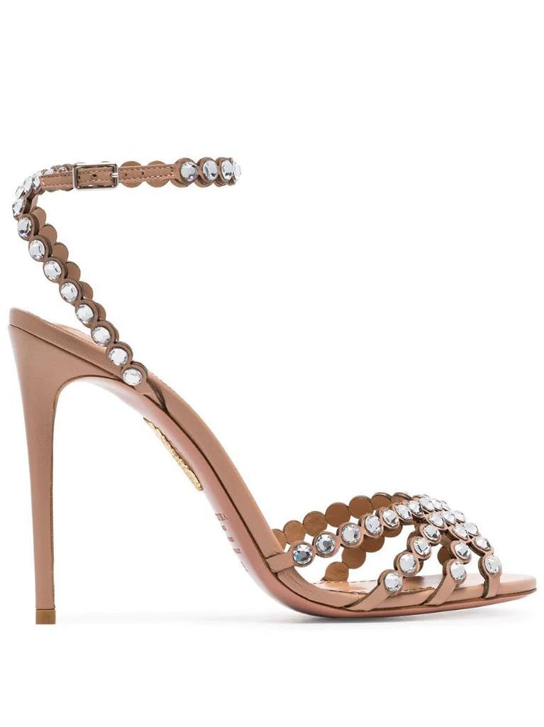 pink Tequila 105 suede crystal embellished high heels