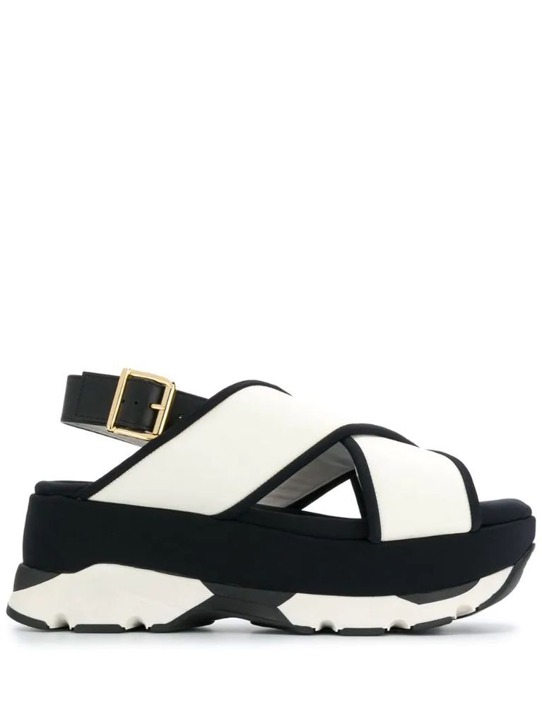 platform cross strap sandals