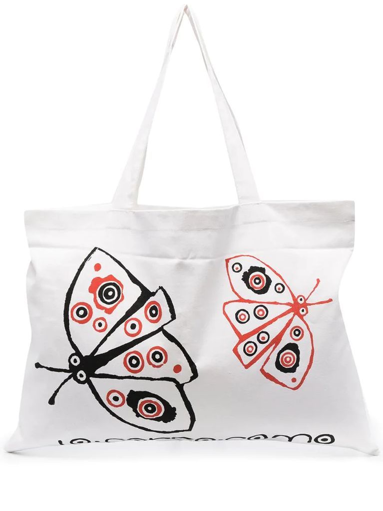butterfly-print tote bag