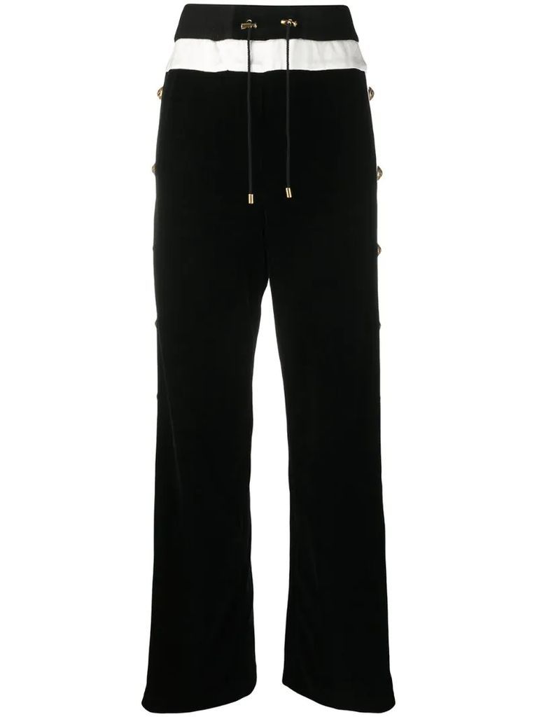 buttoned wide-leg trousers