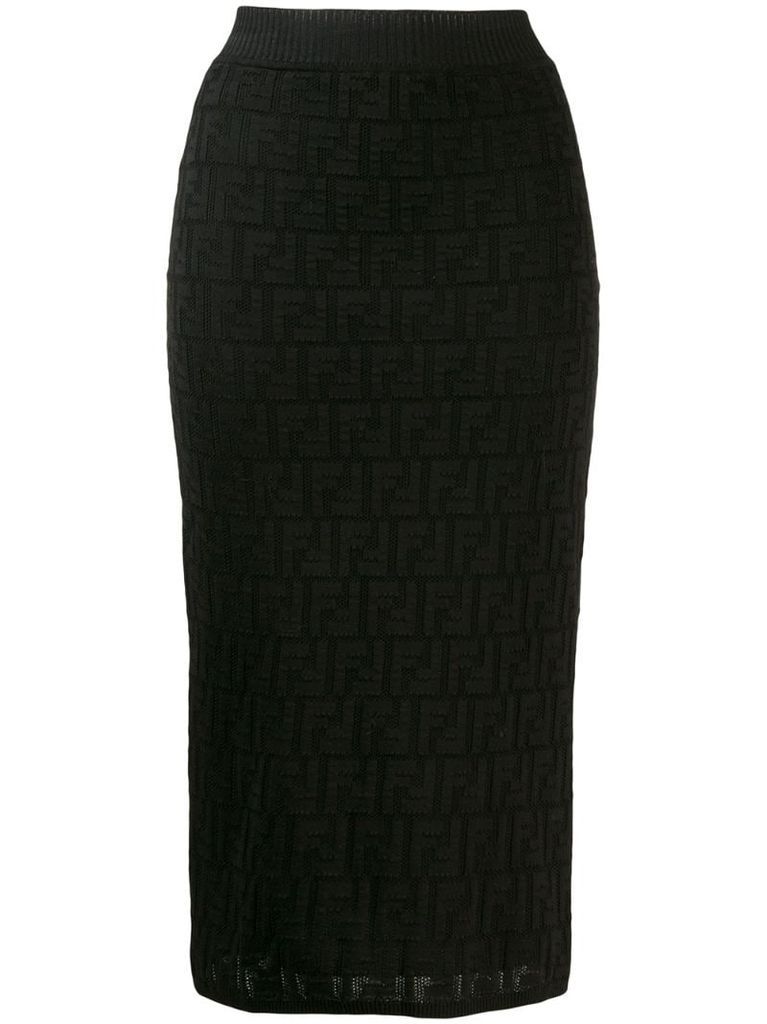 FF motif knitted skirt