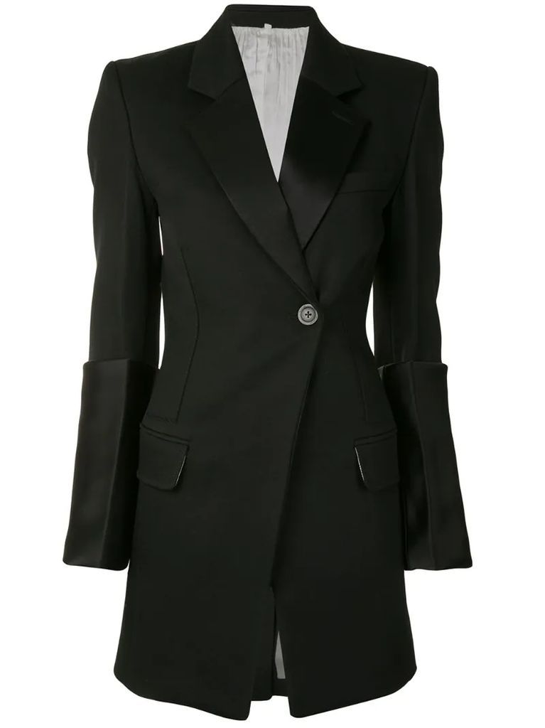 contrast-cuff wool blazer