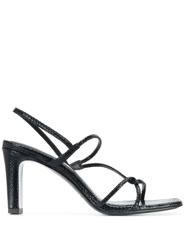 snake effect strappy sandals