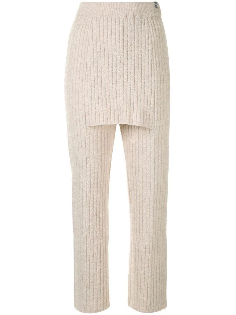skirt-overlay ribbed trousers