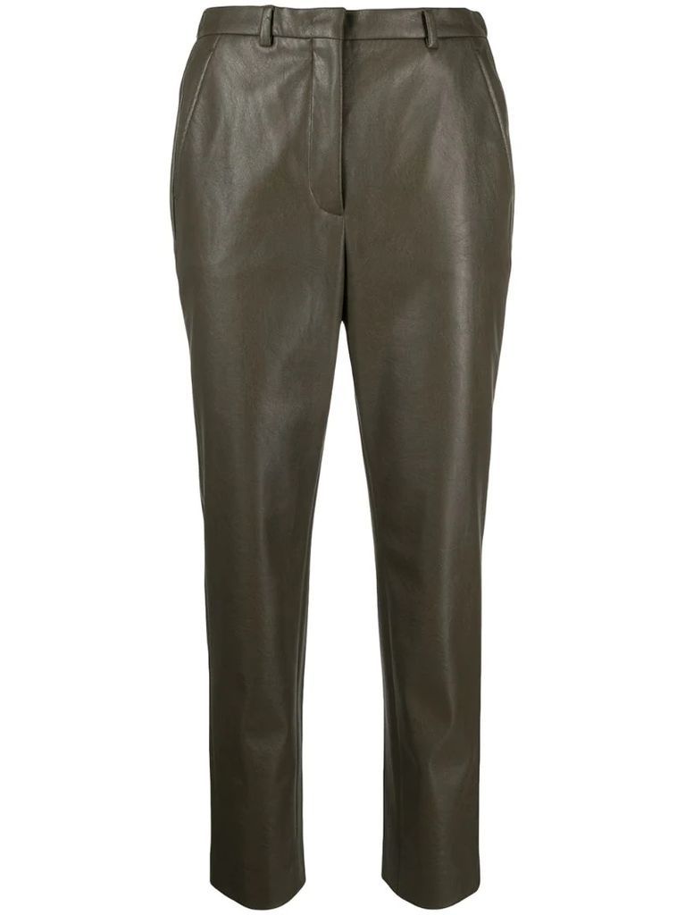 leather-effect cropped trousers