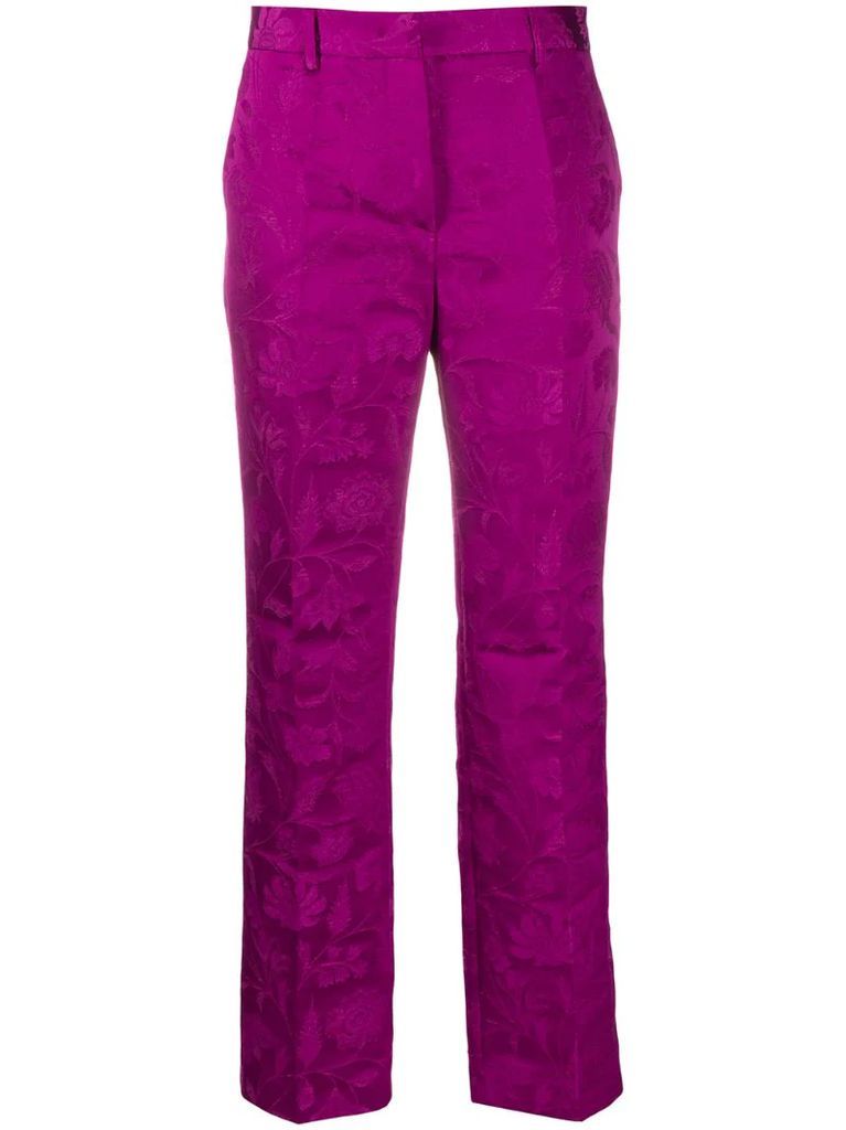 floral jacquard tailored trousers