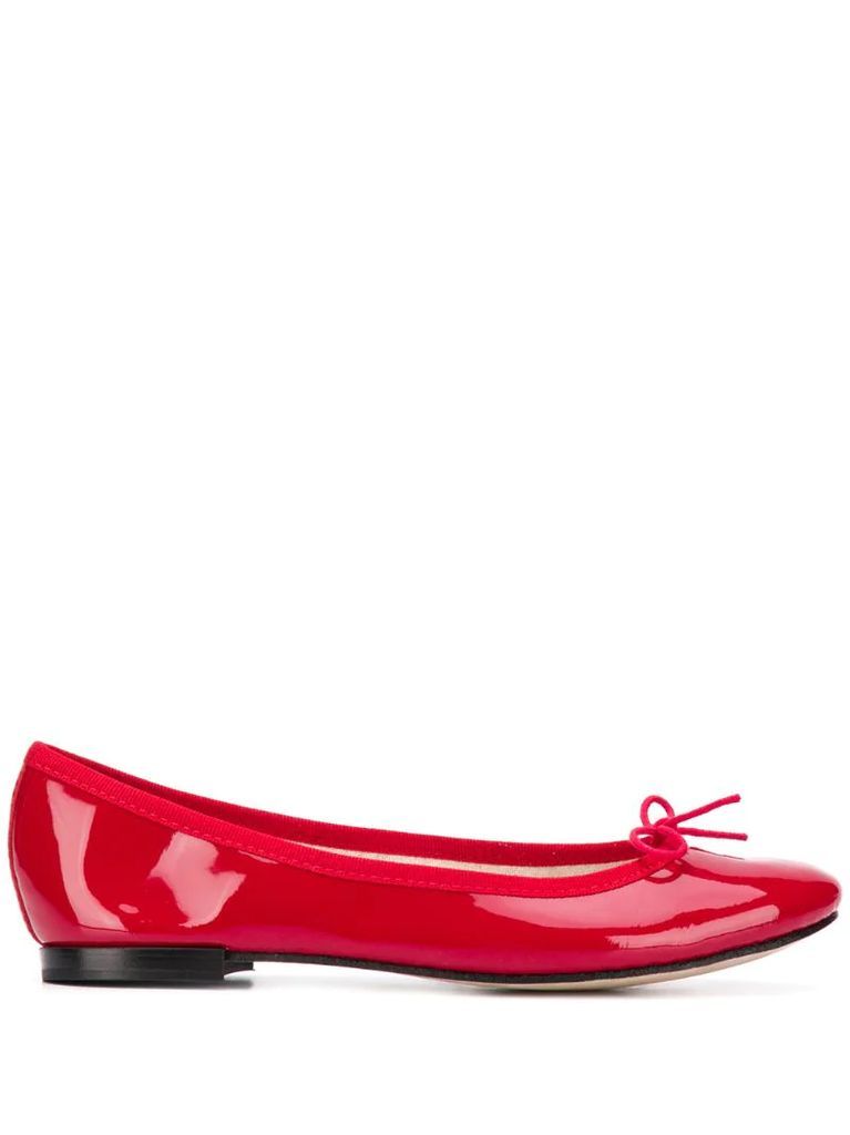 bow detail patent ballerina shoes