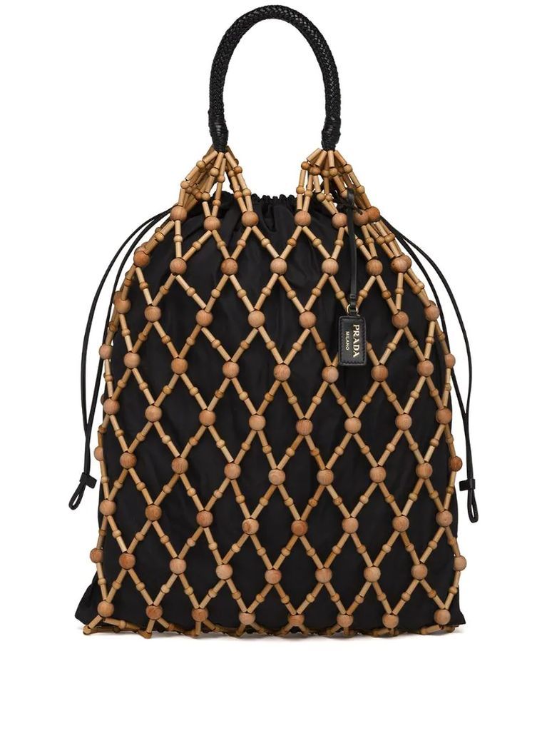 mesh leather trim bag