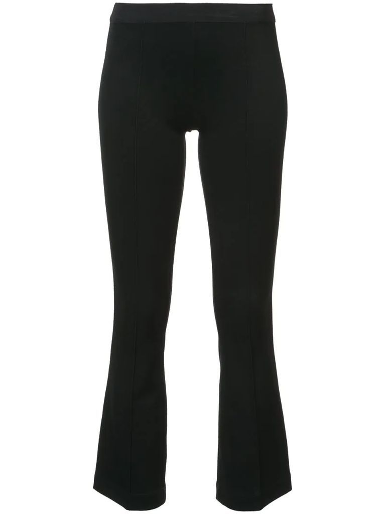 cropped flare rib trousers