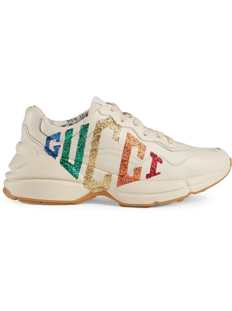 Rhyton glitter Gucci leather sneaker