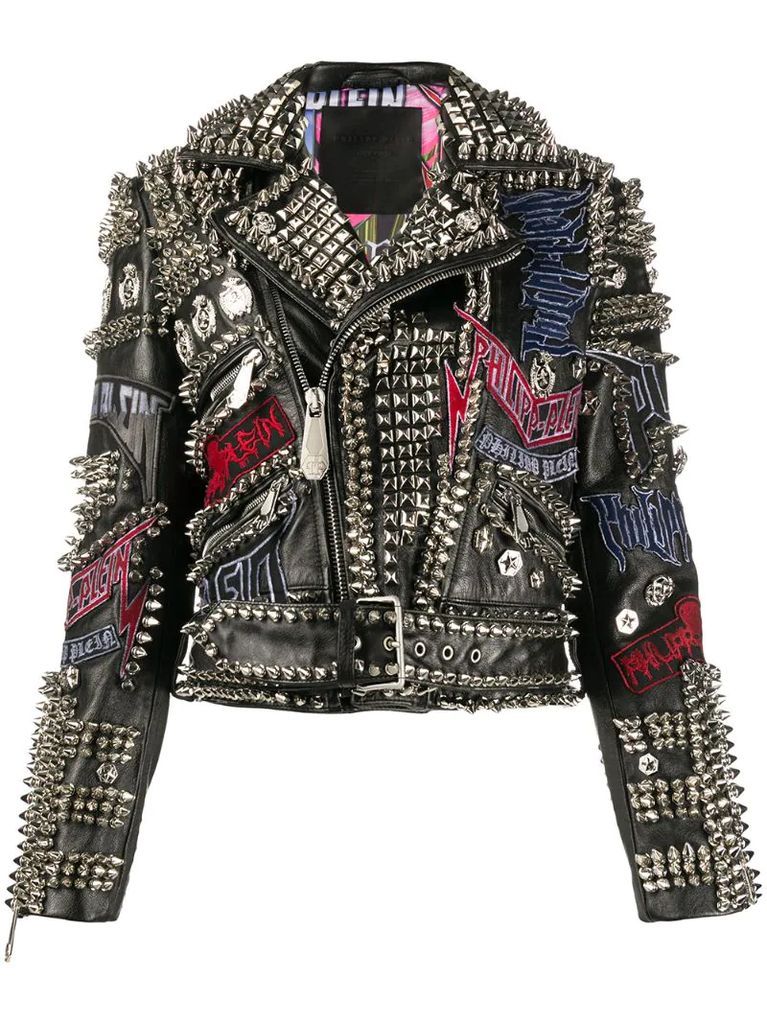 leather spiked biker jacket