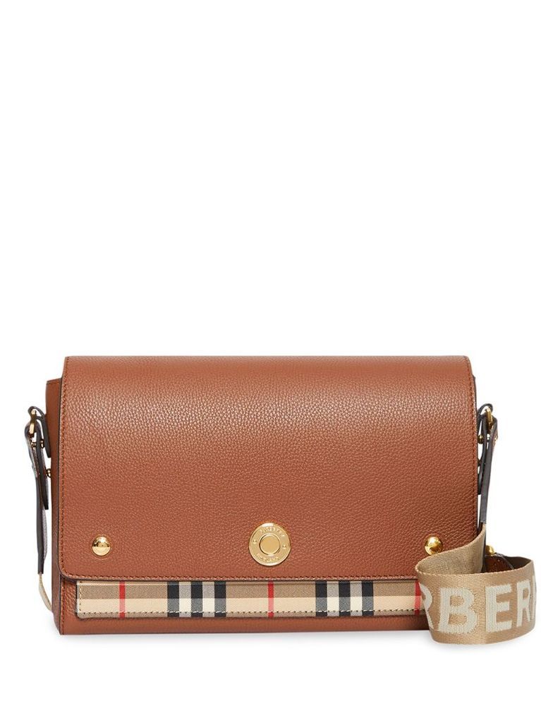 Leather and Vintage Check Note Crossbody Bag