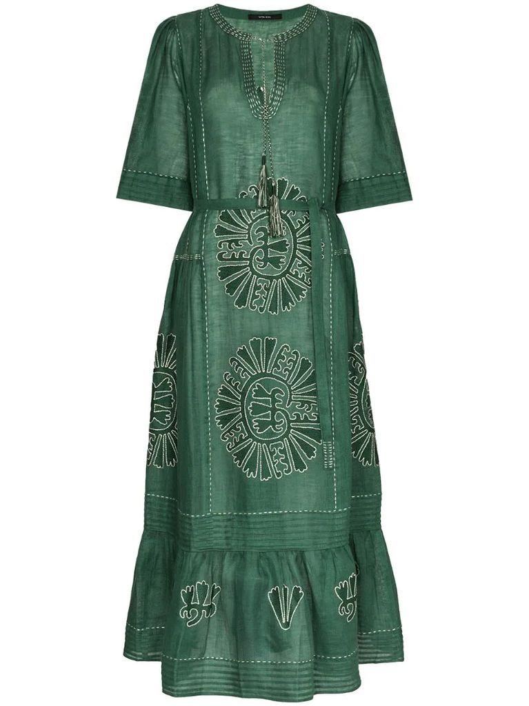 Camelia embroidered linen dress