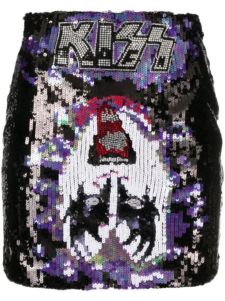 Rock band sequin-embroidered skirt