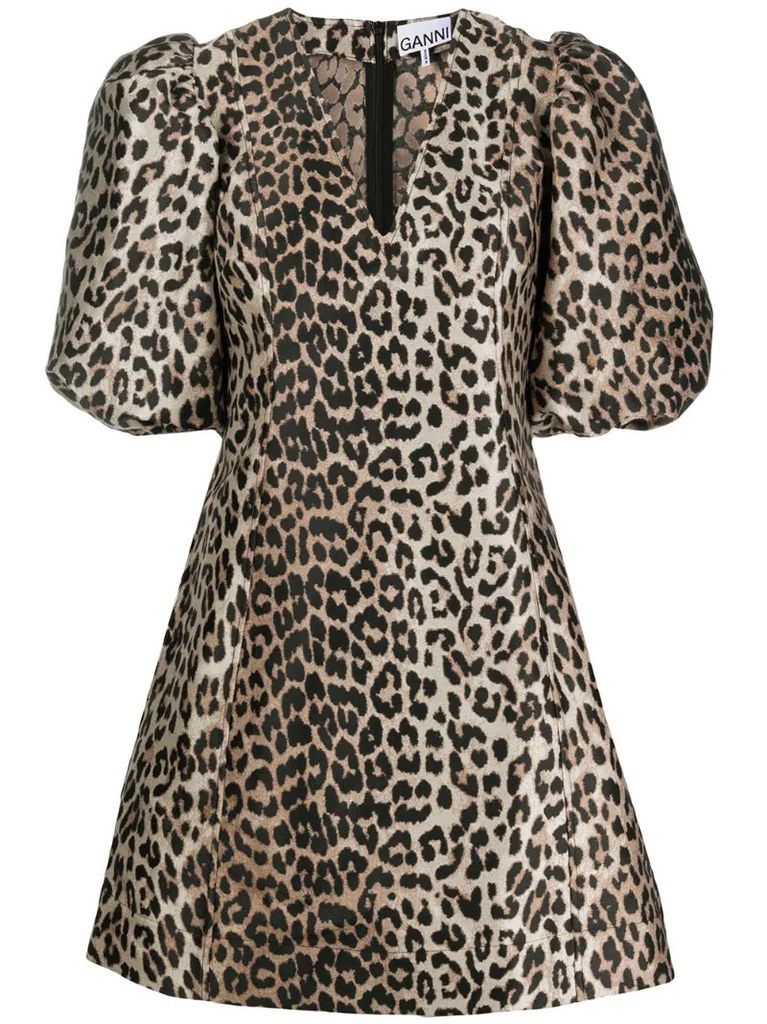 leopard print V-neck dress