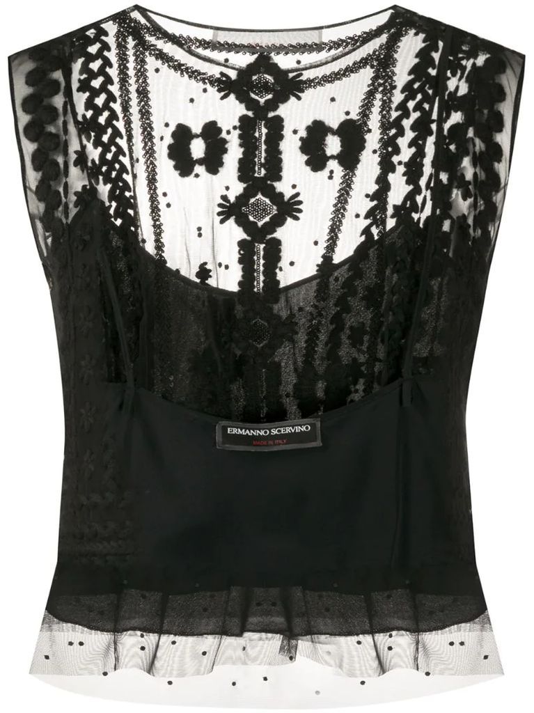 sleeveless embroidered top