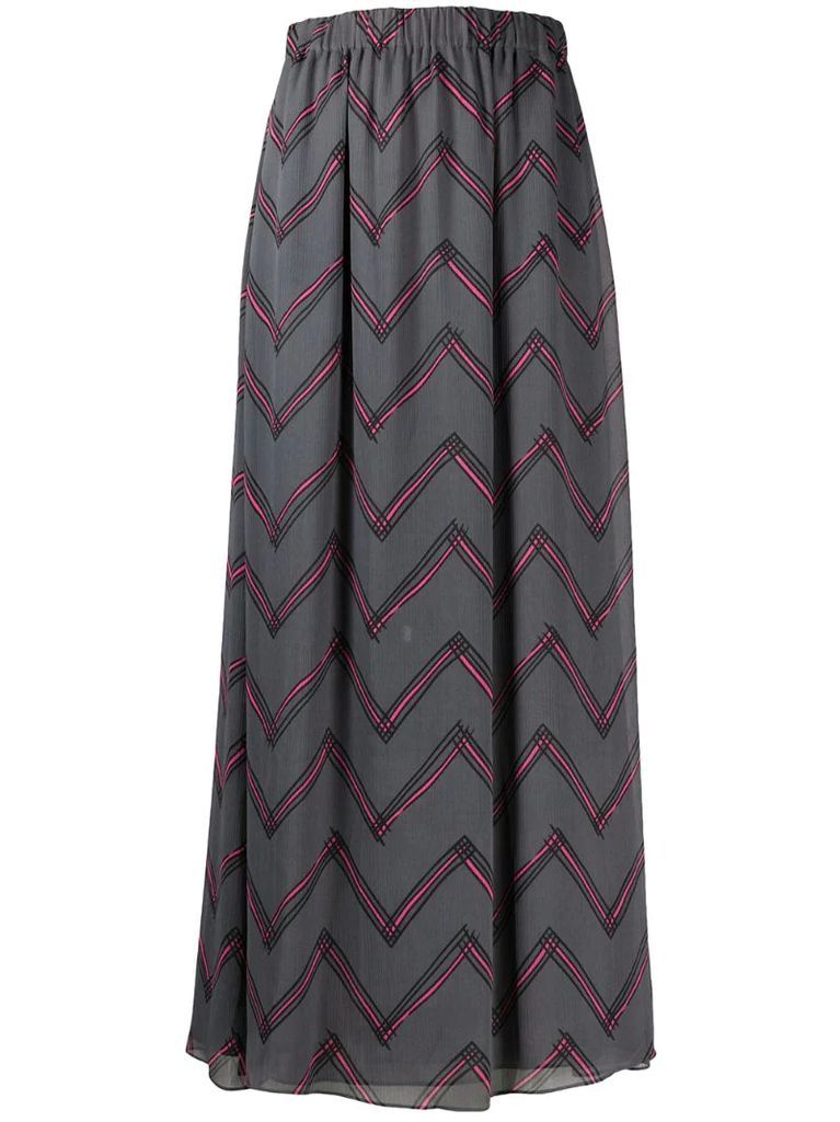 zigzag print elasticated waist skirt