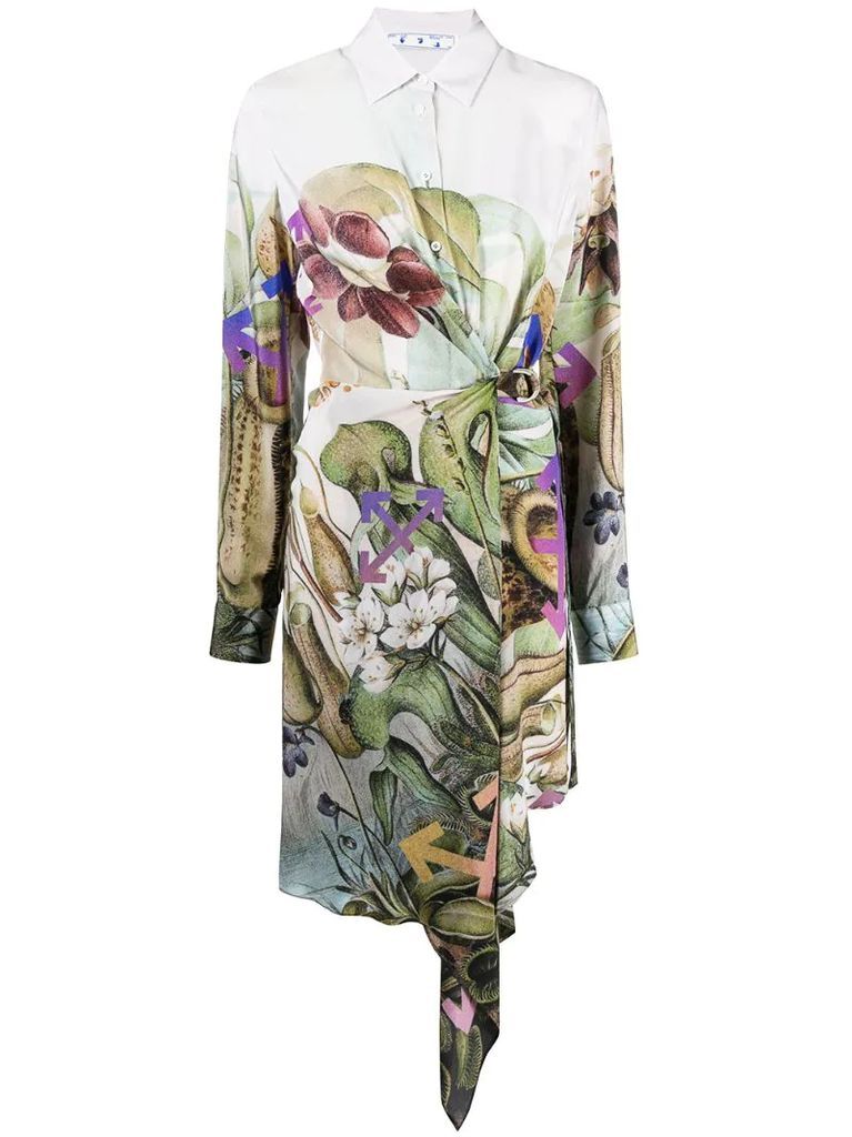 botanical-print shirt dress