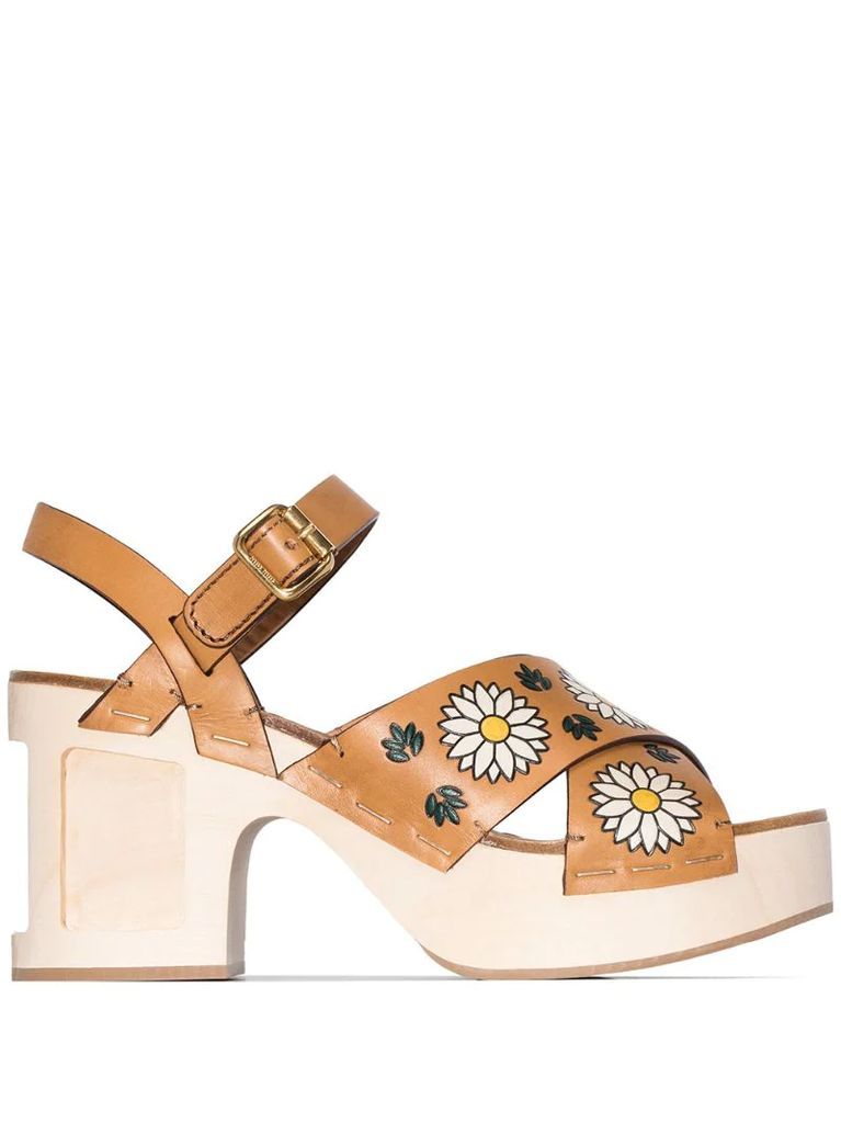 floral-print platform sandals