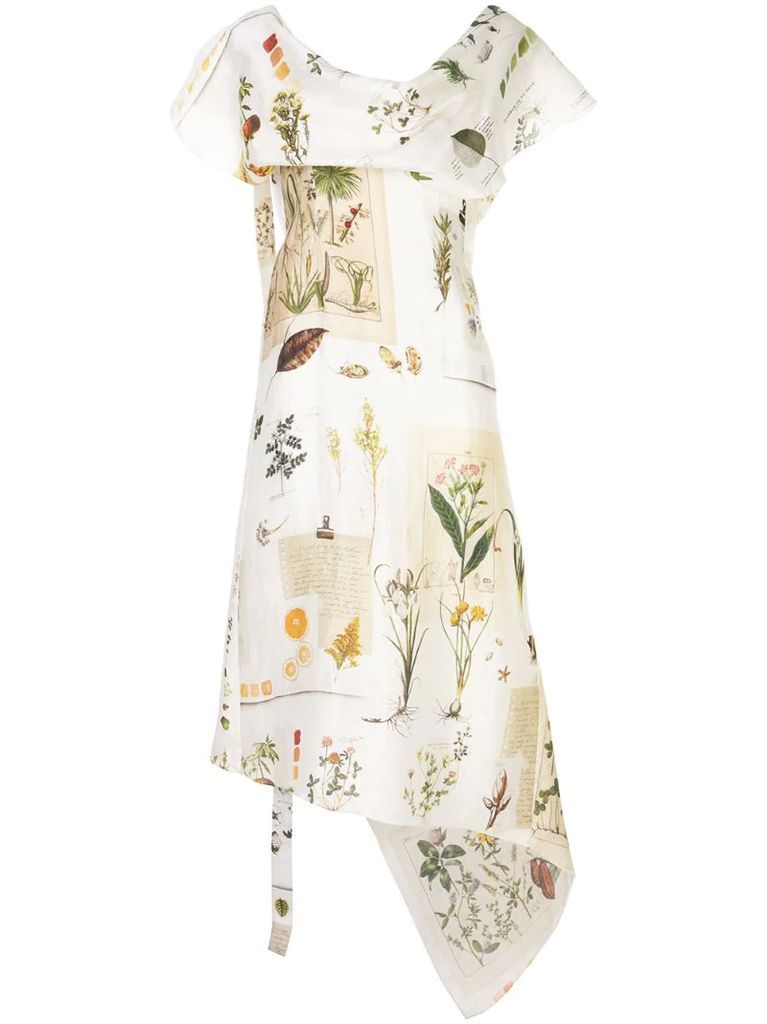 botanical journal patchwork-print dress