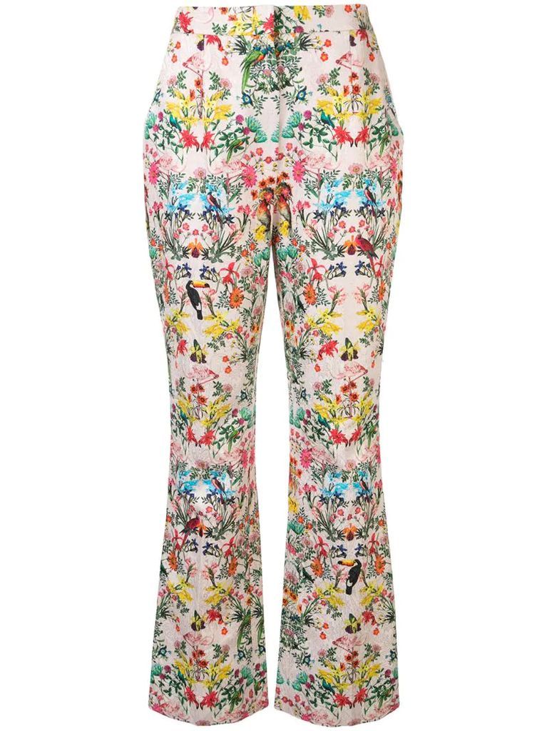 floral bootcut trousers