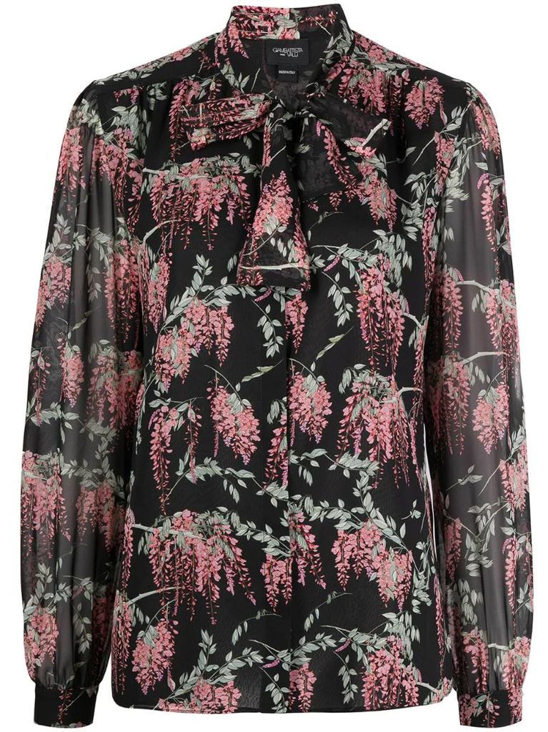 pussy-bow floral blouse