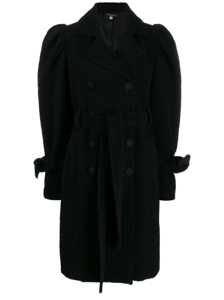 puff sleeve double-breasted coat
