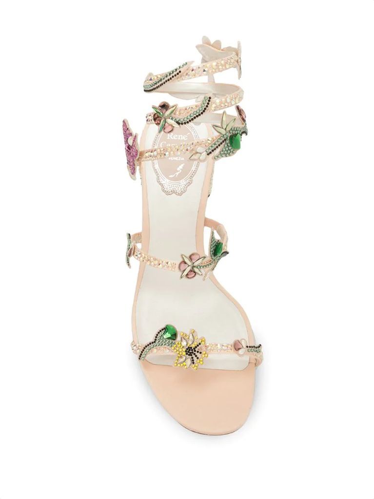 embellished floral sandals