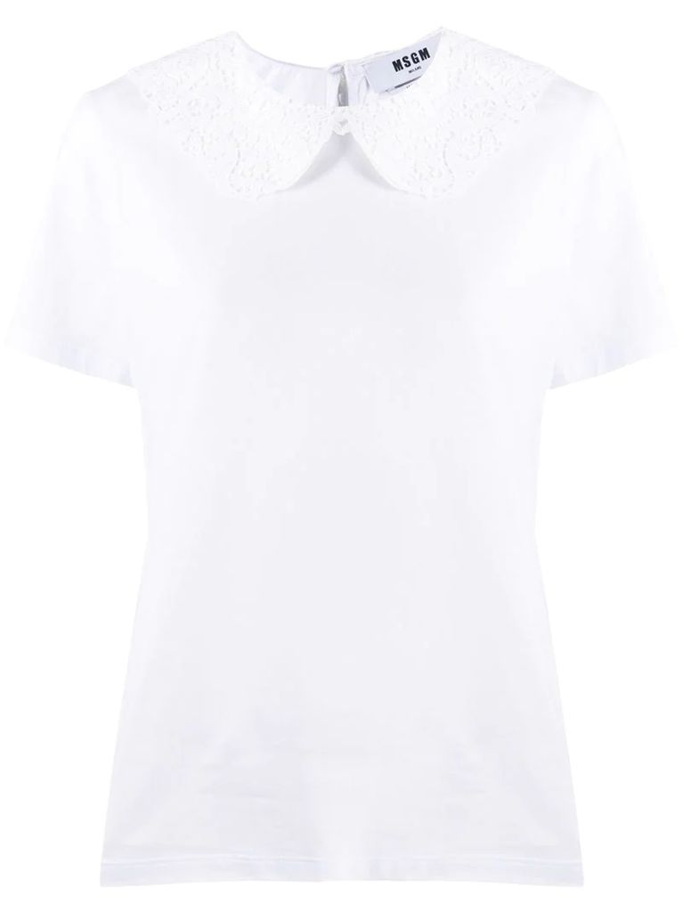 lace-trimmed polo shirt