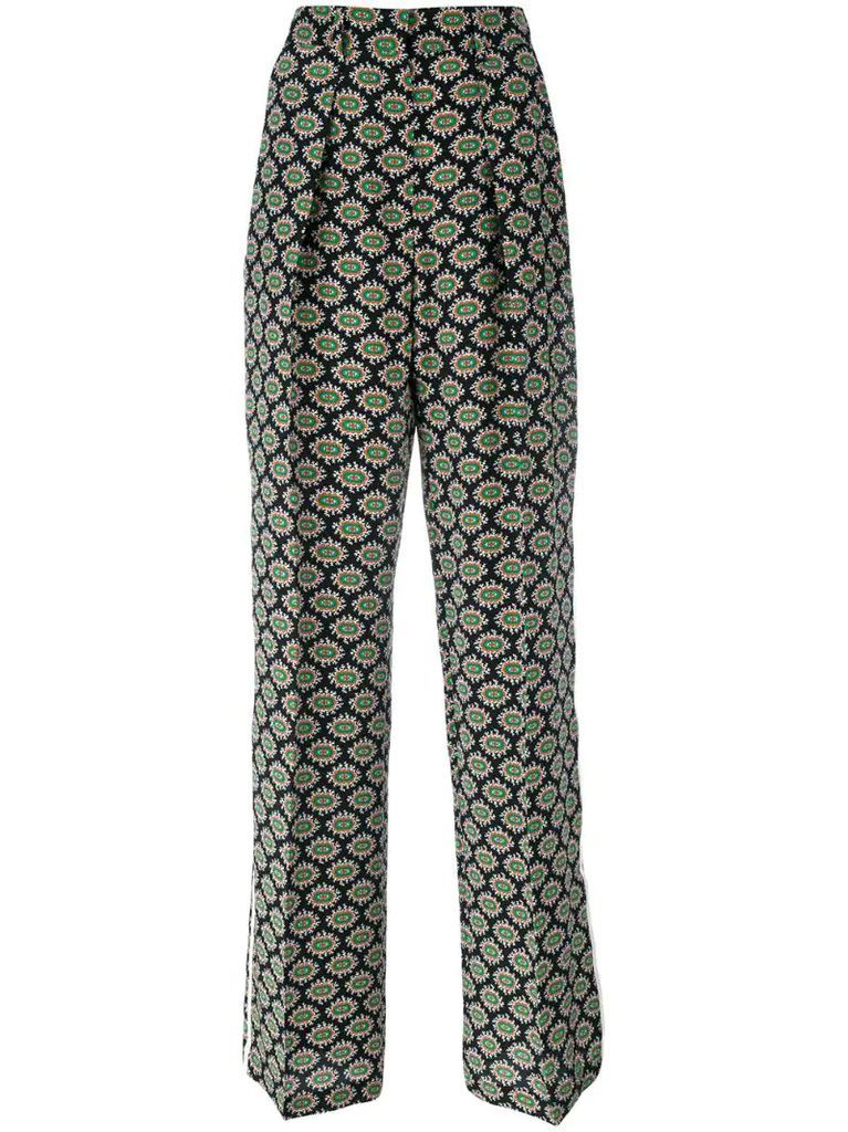 eyes print straight trousers