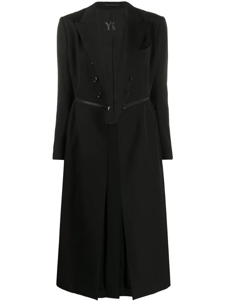 zip-around tailored coat