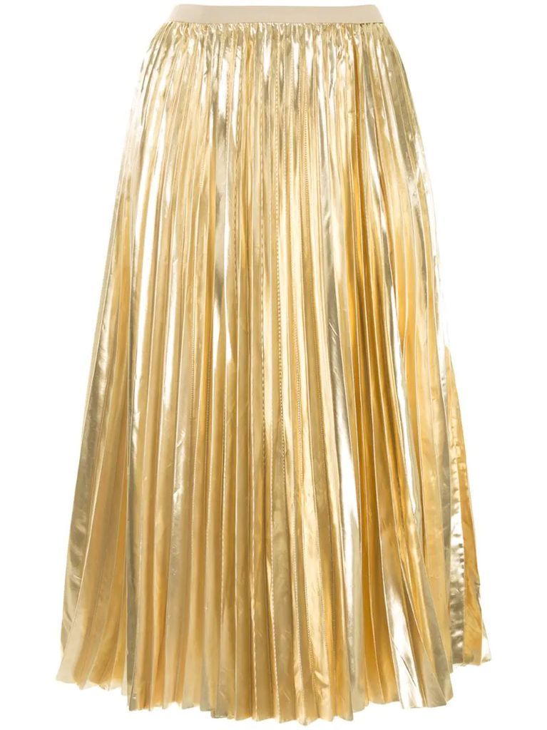 metallic pleated skirt