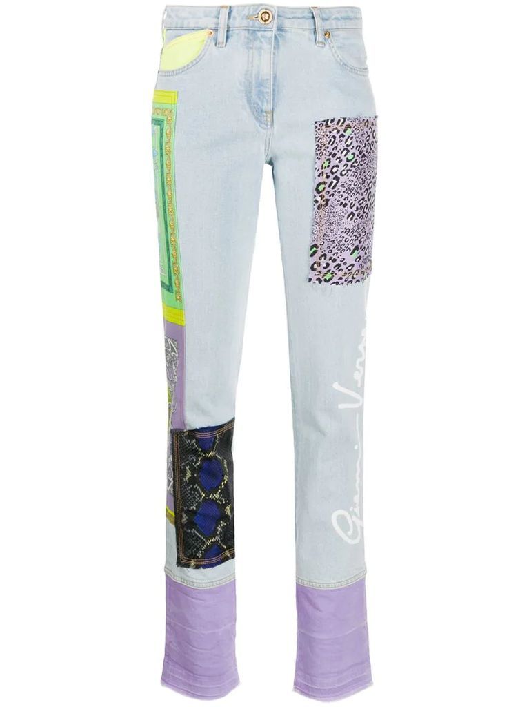 Barocco Patchwork print jeans