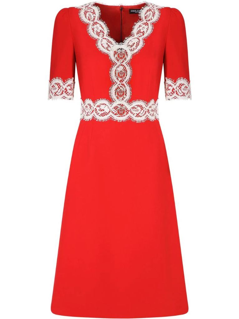 lace-embellished V-neck dress