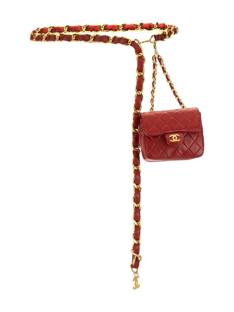 1989 diamond-quilted mini belt bag