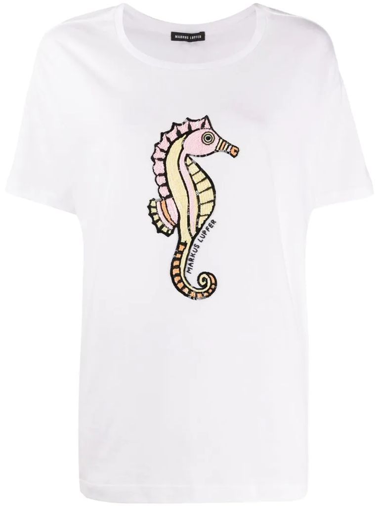 sequin sea horse T-shirt